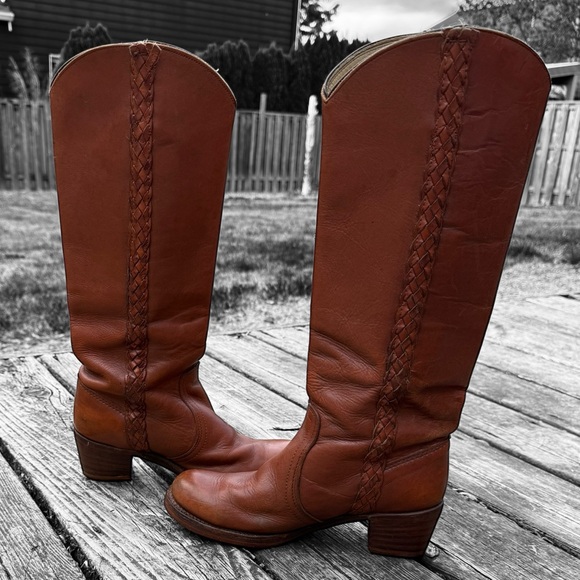 Vintage Frye Braided Sabrina Campus Boots - Picture 4 of 8